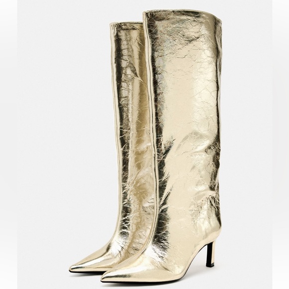 Zara Shoes - Zara metallic heeled boots